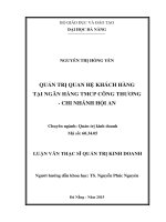 Luận văn thạc sĩ Quản trị quan hệ khách hàng tại ngân hàng TMCP công thương - chi nhánh Hội An (full)