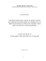 Giải pháp chính sách sử dụng và phát huy hiệu quả nhân lực nghiên cứu và triển khai trong các đơn vị sự nghiệp khoa học cấp tỉnh của tỉnh Thanh Hóa