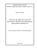 Giáo dục chủ nghĩa yêu nước cho học sinh các trường THPT trên địa bàn thành phố Hà Nội hiện nay