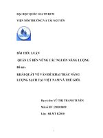 KHÁI QUÁT VỀ VẤN ĐỀ KHAI THÁC NĂNG  LƯỢNG SẠCH TẠI VIỆT NAM VÀ THẾ GIỚI.