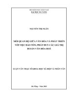 Luận văn thạc sĩ Mối quan hệ giữa văn hóa và phát triển với việc bảo tồn, phát huy các giá trị di sản văn hóa huế (full)