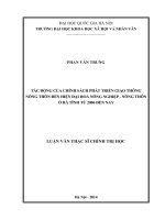 Tác động của chính sách phát triển giao thông nông thôn đến hiện đại hóa nông nghiệp- nông thôn ở Hà Tĩnh từ 2006 đến nay
