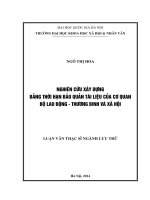 Nghiên cứu xây dựng bảng thời hạn bảo quản tài liệu của cơ quan Bộ Lao động - Thương binh xã hội