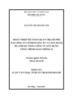 Hoàn thiện kế toán quản trị chi phí tại công ty cổ phần đầu tư và xây dựng 501 (thuộc tổng công ty xây dựng công trình giao thông 5)