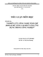 NGHIÊN CỨU CÔNG NGHỆ TINH CHẾ BIOGAS ĐỂ NÂNG CAO KHẢ NĂNG ỨNG DỤNG TRONG CÔNG NGHIỆP