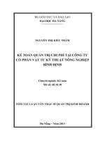Kế toán quản trị chi phí tại công ty cổ phần vật tư kỹ thuật nông nghiệp bình định