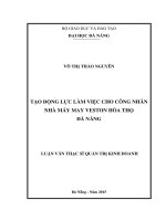 Luận văn thạc sĩ Tạo động lực làm việc cho công nhân nhà máy may Veston Hòa Thọ Đà Nẵng (full)