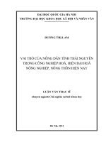 Vai trò của nông dân tỉnh Thái Nguyên trong công nghiệp hóa, hiện đại hóa nông nghiệp, nông thôn hiện nay