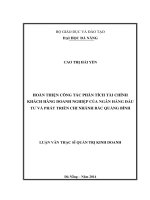 Luận văn thạc sĩ Hoàn thiện công tác phân tích tài chính khách hàng doanh nghiệp của ngân hàng đầu tư và phát triển chi nhánh Bắc Quảng Bình (full)