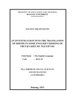 An investigation into the translation of idioms in some english versions of truyện kiều by nguyễn du