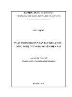 Phát triển nguồn nhân lực khoa học công nghệ ở tỉnh Hưng Yên hiện nay