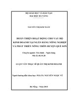 Luận văn thạc sĩ Hoàn thiện hoạt động cho vay hộ kinh doanh tại ngân hàng NN&PTNT Huyện Quế sơn (full)