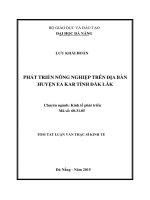 Phát triển nông nghiệp trên địa bàn Huyện EA KAR Tỉnh Đăk Lăk