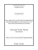 Hoàn thiện công tác phân tích tài chính khách hàng doanh nghiệp của ngân hàng đầu tư và phát triển chi nhánh Bắc Quảng Bình
