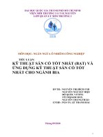 KỸ THUẬT SẴN CÓ TỐT NHẤT (BAT) VÀ ỨNG DỤNG KỸ THUẬT SẴN CÓ TỐT NHẤT CHO NGÀNH BIA