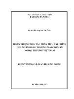 Luận văn thạc sĩ Hoàn thiện công tác phân tích tài chính của ngân hàng thương mại cổ phần ngoại thương Việt Nam (full)