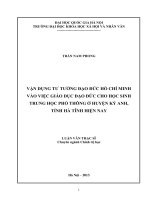 Vận dụng tư tưởng đạo đức của Hồ Chí Minh vào việc giáo dục đạo đức cho học sinh trung học phổ thông ở huyện Kỳ Anh, tỉnh Hà Tĩnh hiện nay