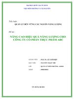 NÂNG CAO HIỆU QUẢ NĂNG LƯỢNG CHO  CÔNG TY CỔ PHẦN THỰC PHẨM ABC