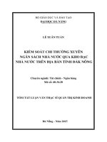 KIỂM SOÁT CHI THƯỜNG XUYÊN NGÂN SÁCH NHÀ NƯỚC QUA KHO BẠC TRÊN ĐỊA BÀN TỈNH ĐẮK NÔNG