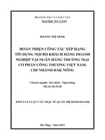 Hoàn thiện công tác xếp hạng tín dụng nội bộ khách hàng doanh nghiệp tại ngân hàng TMCP công thương việt nam, chi nhánh đăk nông
