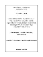 Hoàn thiện công tác kiểm soát chi nguồn vốn chương trình mục tiêu quốc gia thuộc ngân sách Tỉnh tại văn phòng kho bạc nhà nước ĐắK Nông