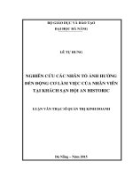 Luận văn thạc sĩ Nghiên cứu các nhân tố ảnh hưởng đến động cơ làm việc của nhân viên tại khách sạn Hội An HISTORIC (full)