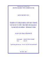 Nghiên cứu hoạt động liên kết trong sản xuất và tiêu thụ một số loại rau tại huyện gia bình   tỉnh bắc ninh