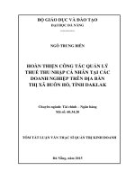 Hoàn thiện công tác quản lý thuế thu nhập cá nhân tại các doanh nghiệp trên địa bàn thị xã Buôn Hồ, Tỉnh Đăk Lăk