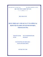 Hoàn thiện quy chế quản lý tài chính tại bệnh viện đa khoa huyện thanh miện tỉnh hải dương