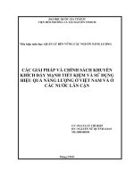 CÁC GIẢI PHÁP VÀ CHÍNH SÁCH KHUYẾN KHÍCH ĐẨY MẠNH TIẾT KIỆM VÀ SỬ DỤNG HIỆU QUẢ NĂNG LƯỢNG Ở VIỆT NAM VÀ Ở CÁC NƯỚC LÂN CẬN