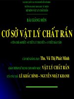 BÀI GIẢNG MÔN CƠ SỞ VẬT LÝ CHẤT RẮN - CHƯƠNG I TINH THỂ CHẤT RẮN