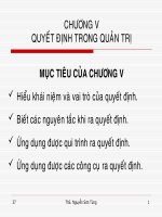 SLIDE quản trị học chương 5 quyết định trong quản trị