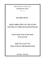 Hoàn thiện công tác trả lương tại công ty TNHH Việt Nam Knitwear