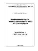 Hoạt động thưởng thức và bảo tồn âm nhạc dân gian truyền thống của sinh viên trên địa bàn Hà Nội hiện nay