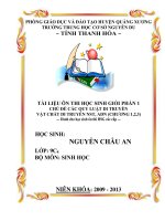 TÀI LIỆU ÔN THI HỌC SINH GIỎI MÔN SINH LỚP 9 HAY