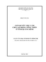 Giải quyết việc làm cho người lao động nông thôn ở tỉnh Quảng Bình
