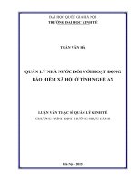 Quản lý nhà nước đối với hoạt động bảo hiểm xã hội ở tỉnh Nghệ An Luận văn ThS