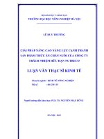 Giải pháp nâng cao năng lực cạnh tranh sản phẩm thức ăn chăn nuôi của công ty trách nhiệm hữu hạn nutreco