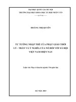 Tư tưởng nhập thế của phật giáo thời Lý - Trần và ý nghĩa của nó đối với đời sống xã hội Việt Nam hiện nay