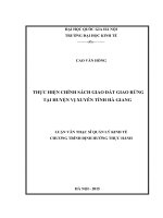 Thực hiện chính sách giao đất, giao rừng tại huyện Vị Xuyên, tỉnh Hà Giang