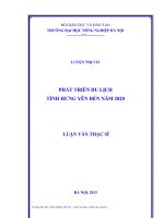 phát triển du lịch tỉnh hưng yên đến năm 2020