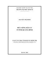 Mức sống dân cư ở tỉnh Quảng Bình  Luận văn ThS. Kinh doanh và quản lý
