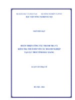 Hoàn thiện công tác thanh tra và kiểm tra thuế đối với doanh nghiệp tại cục thuế tỉnh bắc giang
