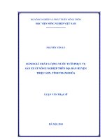 Đánh giá chất lượng nước tưới phục vụ sản xuất nông nghiệp trên địa bàn huyện triệu sơn, tỉnh thanh hóa