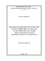 Hoạt động hỗ trợ sinh viên ngoại tỉnh sắp tốt nghiệp tiếp cận việc làm từ góc nhìn công tác xã hội ( Nghiên cứu nhóm sinh viên ngoại tỉnh Trường Đại học Kinh doanh và Công nghệ Hà Nội)