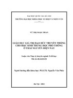 Giáo dục giá trị đạo đức truyền thống cho học sinh trung học phổ thông ở Thái Nguyên hiện nay