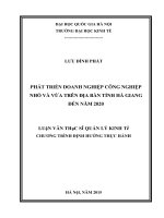 Phát triển doanh nghiệp công nghiệp nhỏ và vừa trên địa bàn tỉnh Hà Giang đến năm 2020