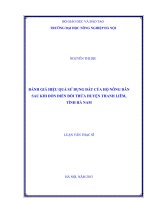Đánh giá hiệu quả sử dụng đất của hộ nông dân sau khi dồn điền đổi thửa huyện thanh liêm, tỉnh hà nam