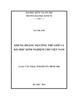 Khủng hoảng nợ công thế giới và bài học kinh nghiệm cho Việt Nam ( Luận văn ThS. Kinh tế )