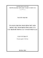 Ứng dụng phương pháp hình thức hóa trong việc thẩm định tính logic của các mệnh đề trong các văn bản pháp luật